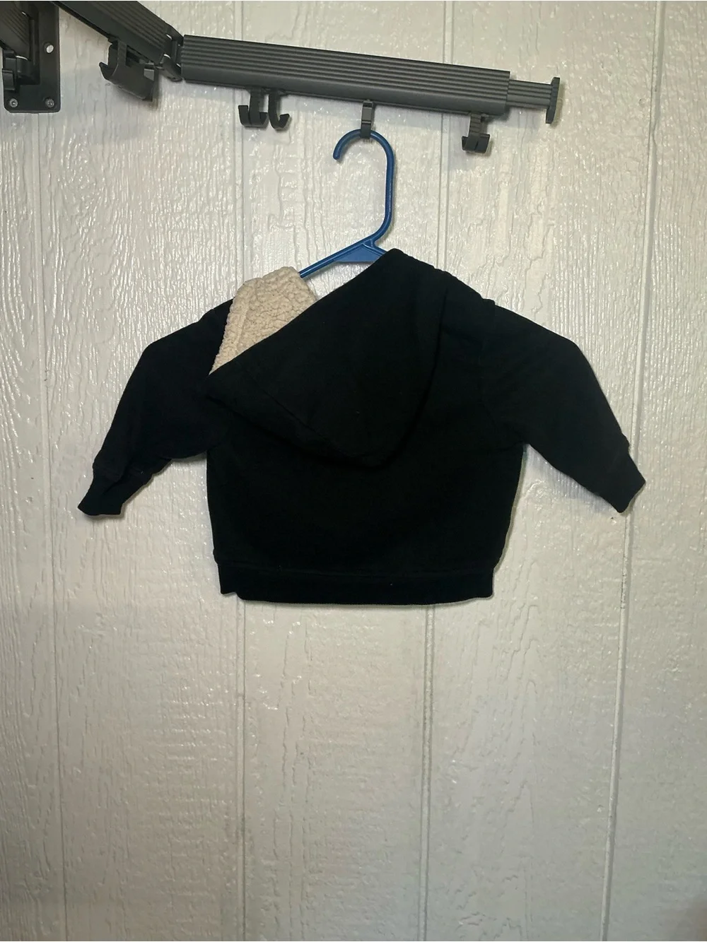 Old Navy Black Kids Zip-Up Hoodie with Cream Sherpa Lining